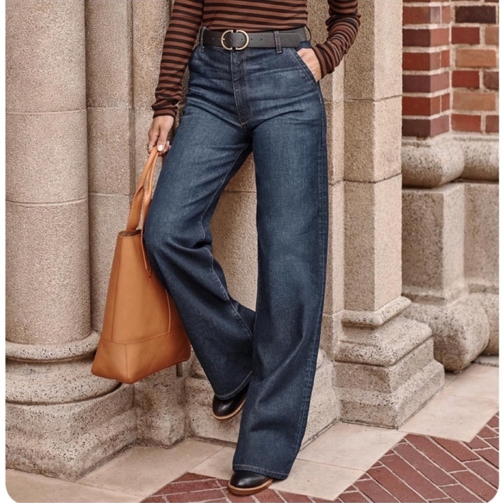 Evereve Blue Flare Wide Leg Jeans